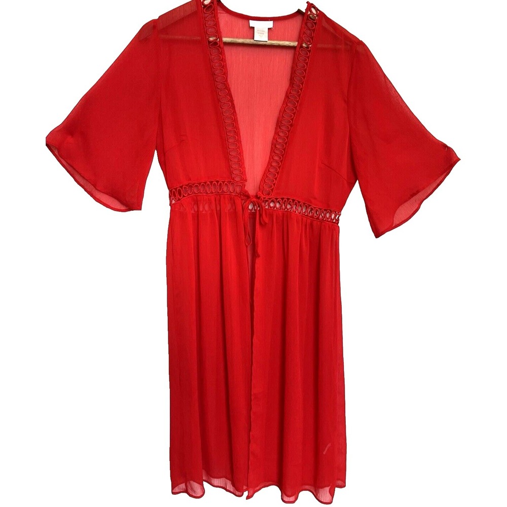 New York Company Sheer Embroidered Eyelet Cover‎ up Kimono Size S Resort Beach - Picture 2 of 16